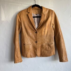 Gap Genuine Leather Blazer Jacket – Camel Tan (Size 2)